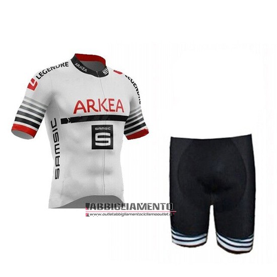 Abbigliamento Arkea Samsic 2019 Manica Corta e Pantaloncino Con Bretelle Bianco Rosso - Clicca l'immagine per chiudere